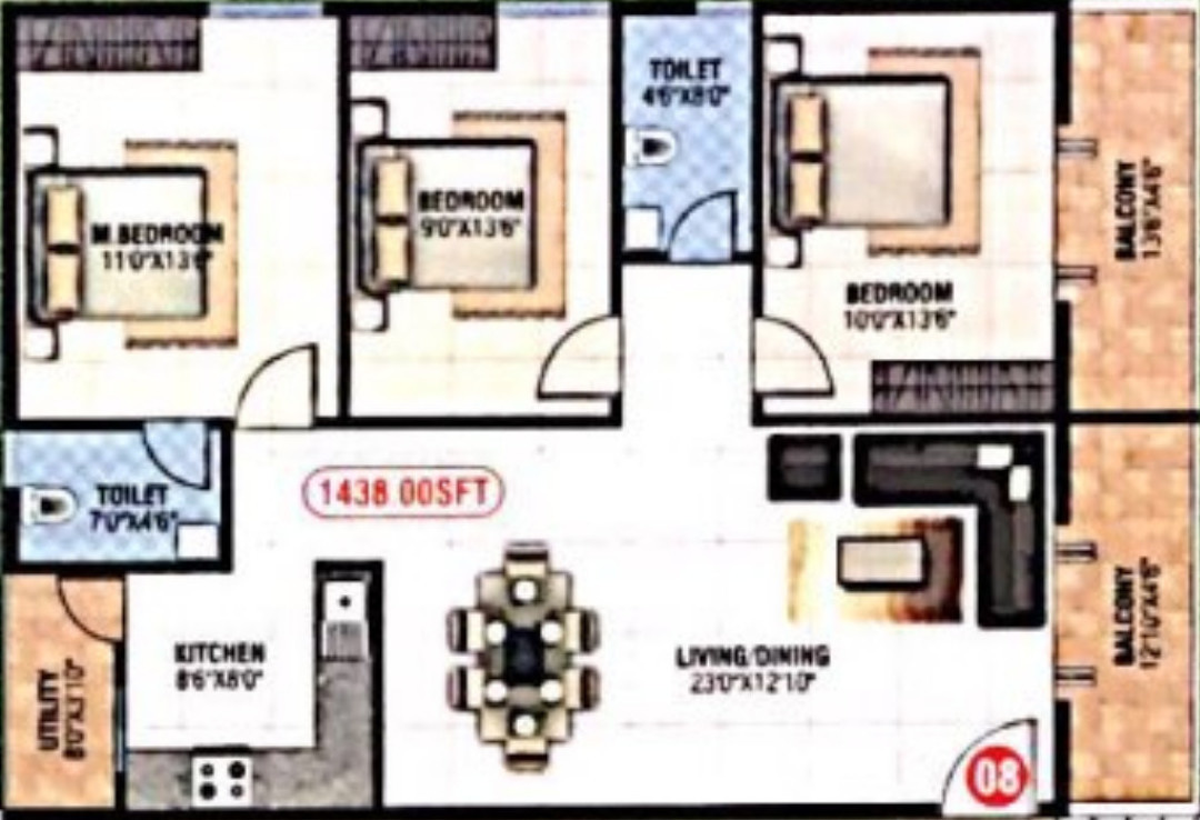 Sapthagiri Vaibhava (3BHK+3T (1,438 sq ft) 1438 sq ft) Sapthagiri Vaibhava (3BHK+3T (1,438 sq ft) 1438 sq ft)