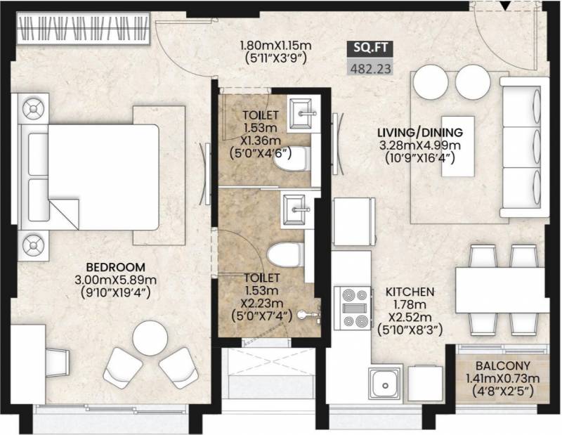 Mahindra Vicino A3A4 (1BHK+1T (482.22 sq ft) 482.22 sq ft) Mahindra Vicino A3A4 (1BHK+1T (482.22 sq ft) 482.22 sq ft)