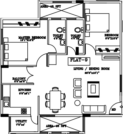 Global Pinnacle (2BHK+2T (1,245 sq ft) 1245 sq ft) Global Pinnacle (2BHK+2T (1,245 sq ft) 1245 sq ft)