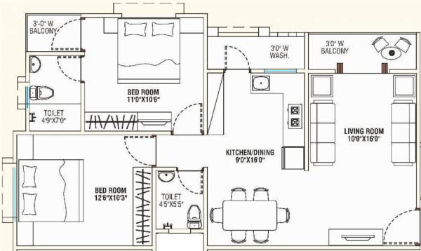 floorPlan of Yogi Developers Vadodara Yogi Greens Residency Phase 3 Tower A H And I