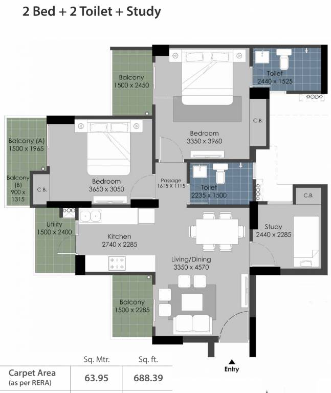 Gulshan Botnia (2BHK+2T (688.35 sq ft) 688.35 sq ft) Gulshan Botnia (2BHK+2T (688.35 sq ft) 688.35 sq ft)