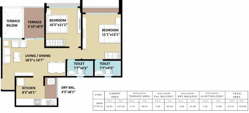 Kohinoor Sapphire (2BHK+2T (547.34 sq ft) 547.34 sq ft) Kohinoor Sapphire (2BHK+2T (547.34 sq ft) 547.34 sq ft)