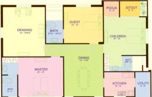 Ven Six Seasons (3BHK+3T (1,930 sq ft)   Pooja Room 1930 sq ft)