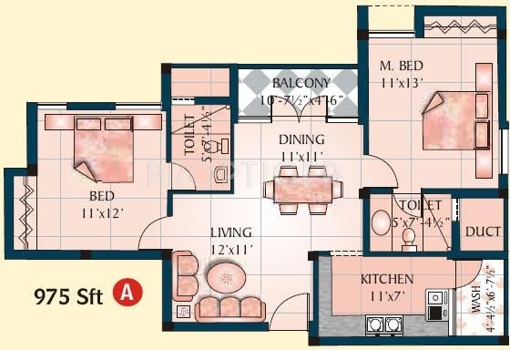Jamals Orchid (2BHK+2T (975 sq ft) 975 sq ft)