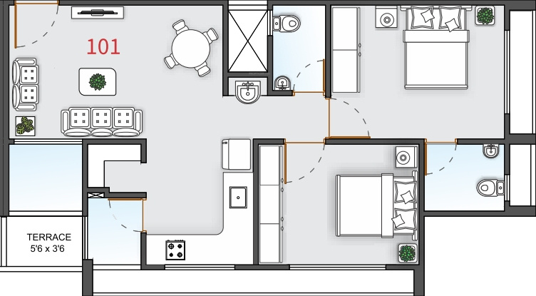 Aditi Folly Heights (2BHK+2T (606.55 sq ft) 606.55 sq ft) Aditi Folly Heights (2BHK+2T (606.55 sq ft) 606.55 sq ft)